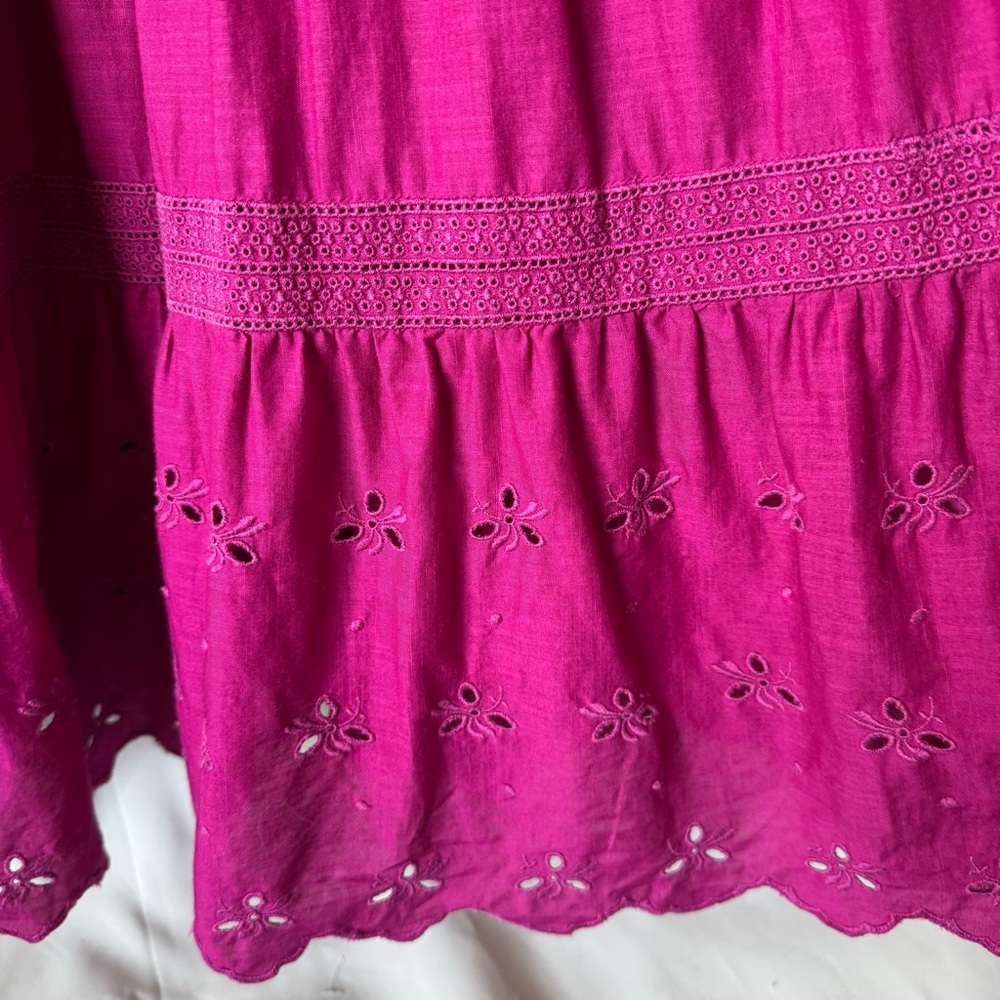 Vintage GAP pink fuschia Tiered Ruffle Eyelet Summer Dress sleeveless size 8 - Picture 5 of 14
